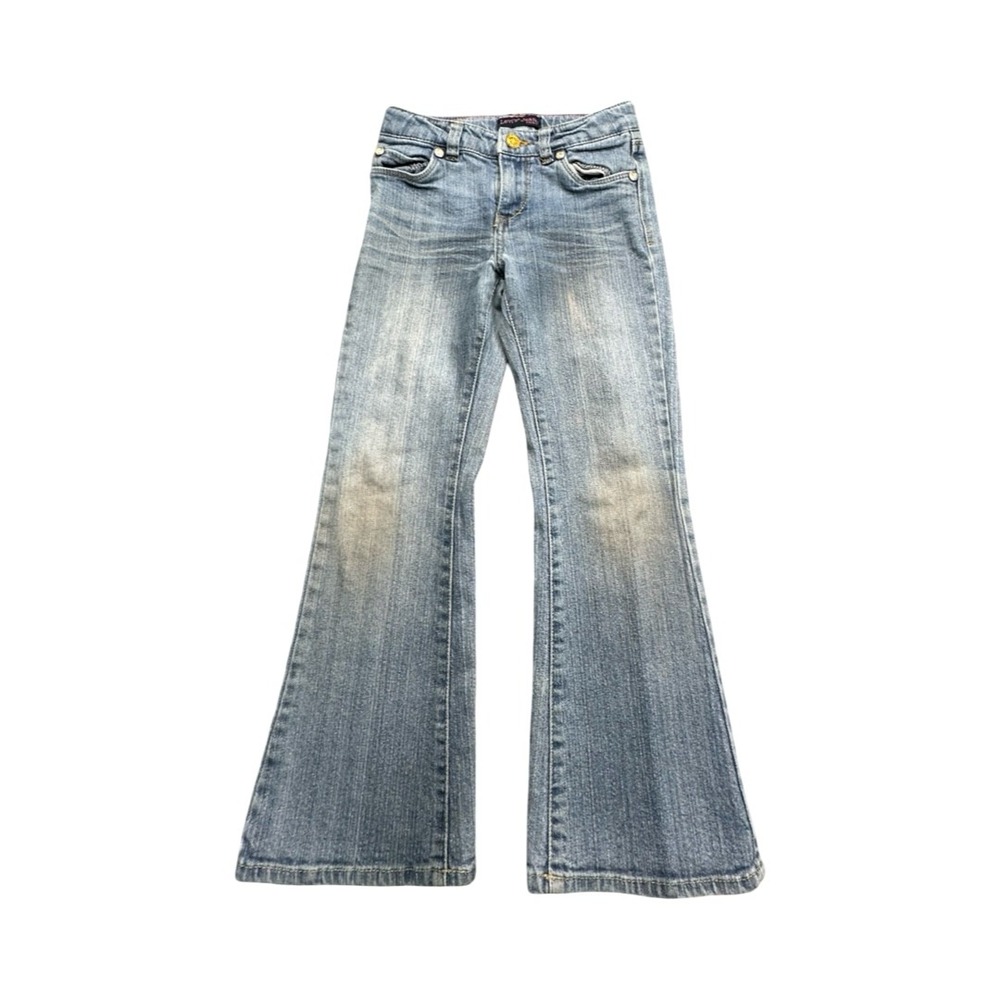 Levi's‎ Jeans Girls 6X Light Blue Flare Fit Denim Adjustable Waist Retro Flap